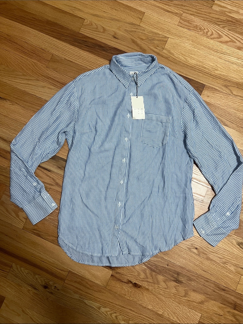 a new day Blue and White Striped Button-Down Shirt
